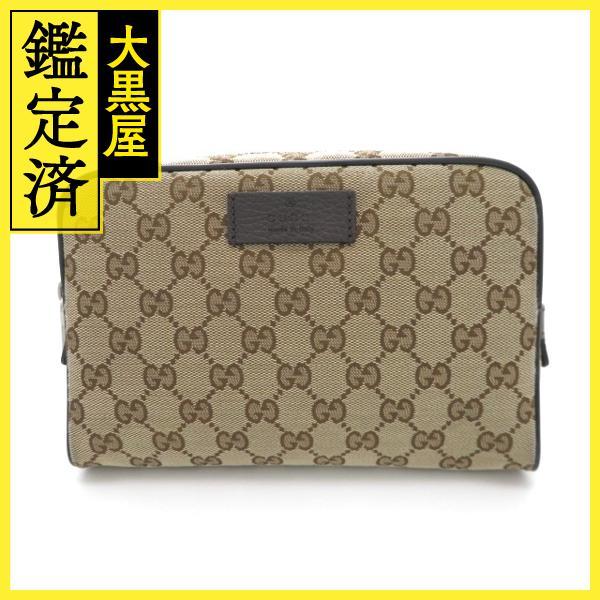 GUCCI グッチ GGウエストバッグ ショルダーバッグ GGキャンバス レザー ベージュ ブラウン...