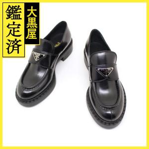 PRADA　プラダ　靴　チョコレート ブラッシュドレザー ローファー　レディース36　ブラック　レザー　1D246M　現行モデル　【200】｜daikokuya78