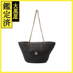 CHANEL　シャネル　トートバック　23SS　ラフィア　ツイード＆ゴールドトーンメタル　ブラック　AS3786【472】AH｜daikokuya78