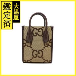 グッチ GUCCI ジャンボＧＧ ミニ トートバッグ ベージュ キャンバス レザー 699406 2148103635731【200】｜daikokuya78