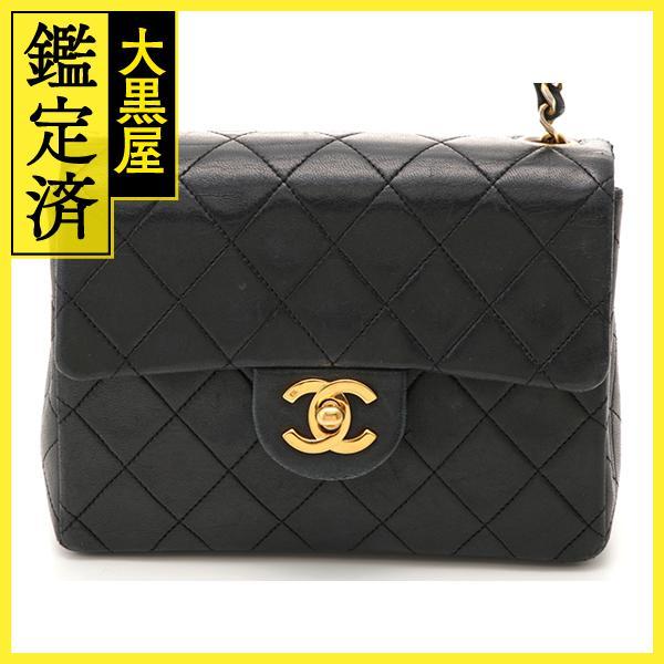 CHANEL 　シャネル　ミニマトラッセチェーンショルダー 　ブラック　GP　 ラムスキン　A011...