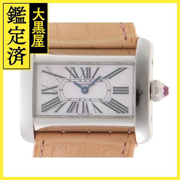 Cartier　カルティエ　ミニタンクディヴァン　W6301455　SS/レザー　ホワイトシェル文字...