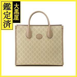 GUCCI 　グッチ　 GGマルチカラースモール　トートバッグ　　ベージュ　 キャンパス/レザー　659983　【436】　2148103646256｜daikokuya78