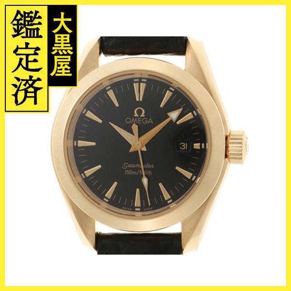 オメガ　シーマスターアクアテラ150m　2677.50.32　イエローゴールド/革　クオーツ　黒文字...