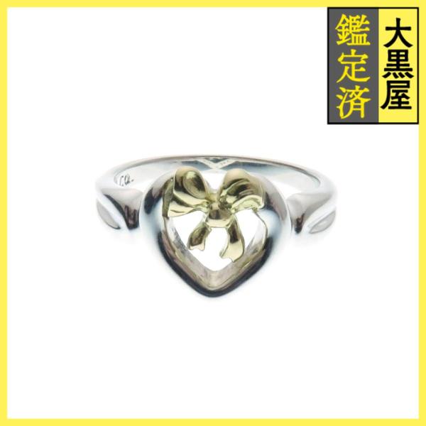 TIFFANY＆CO　ティファニー　リボンハートリング　シルバー/イエローゴールド　約3.5g　約1...