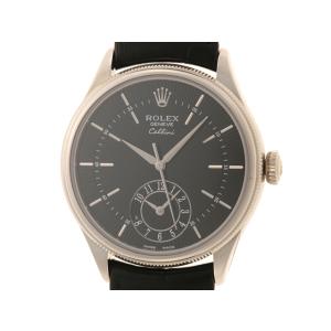 ROLEX ロレックス チェリーニデュアルタイム 50529 K18WG ホワイトゴールド クロコダイル 2022年 自動巻き ブラック文字盤 【中古】460