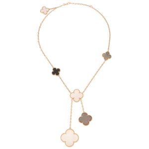 Van Cleef & Arpels マジックアルハンブラNC/K18イエローゴールド/ホワイト＆グレー マザー/オブパールオニキス レディース【中古】471