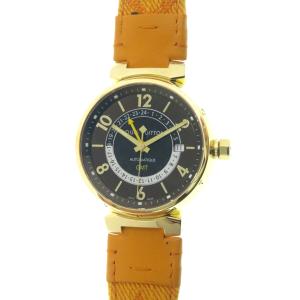 LOUIS VUITTON ルイ・ヴィトン タンブール GMT Q113G 腕時計 K18イエローゴールド K18YG ブラウン文字盤 メンズ【中古】431