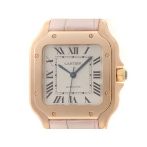 CARTIER カルティエ サントス ドゥ カルティエMM WGSA0012 腕時計 K18ピンクゴールド/本革 シルバー文字盤 ユニセックス【中古】472
