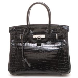 HERMES エルメス バーキン30 バッグ ニロティカス ブラック シルバー金具 □R刻印 レディース 2148104069764 【中古】432