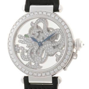 CARTIER カルティエ パシャ ドゥ カルティエ 42mm HPI00708 腕時計 K18WG/鰐革 ダイヤモンドドラゴン/スケルトン文字盤 メンズ【中古】472
