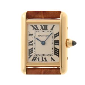 CARTIER カルティエ タンク ルイSM WGTA0342 腕時計 K18イエローゴールド/本革 シルバー文字盤 レディース【中古】472