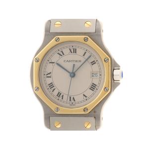 CARTIER カルティエ サントス オクタゴンLM W2001583 腕時計 SS/イエローゴールド クオーツ アイボリー文字盤 レディース【中古】473