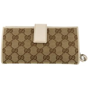 GUCCI グッチ GG Wホック長財布 233024 長財布 GGキャンバス/レザー ベージュ/ア...