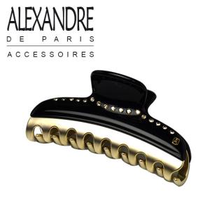 アレクサンドル ドゥ パリ クリップ (L)（大）スワロフスキー付 ICCL-12832-03-N3 ブラック ゴールド ALEXANDRE DE PARIS 大きめ まとめ髪 シンプル ブランド