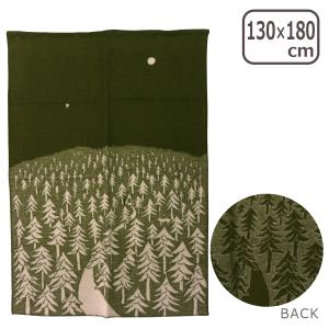 【並行輸入品】KLIPPAN クリッパン ウールブランケット 130x180 HOUSE IN THE FOREST グリーン