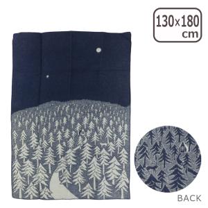 【並行輸入品】クリッパン ウールブランケット 130x180 HOUSE IN THE FOREST NAVY BLUE lambs wool blankets KLIPPAN 爆買