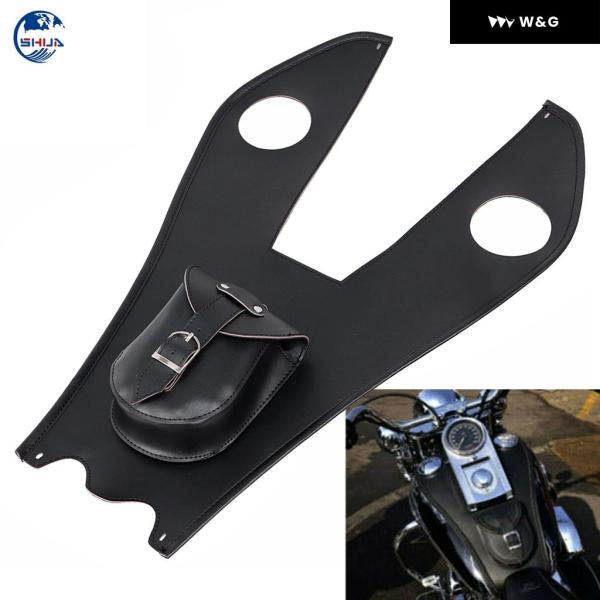 並行輸入品 ブラックデラックスレザータンクチャップカバー パネル パッド ビブブラバッグ ハーレー ...