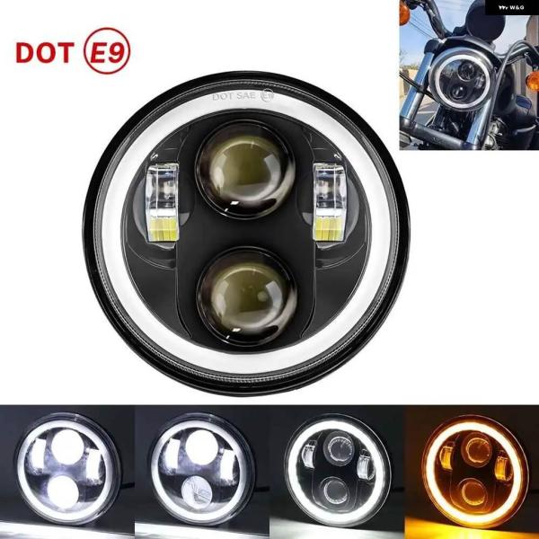 並行輸入品 5.75インチ オートバイ ヘッドライト LED プロジェクションランプ エンジェルリン...