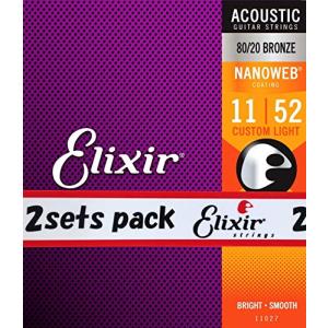 Elixir エリクサー アコースティックギター弦 NANOWEB 80/20ブロンズ Custom Light .011-.052 #1102