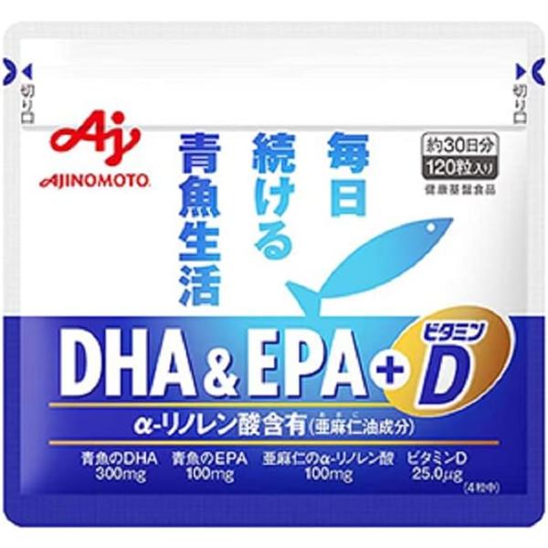 AJINOMOTO DHA＆EPA＋ビタミンD 約30日分 120粒入り 味の素