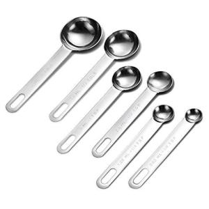 AOOSY 計量スプーン6本セット 小麦粉計り目盛りスプーン ステンレス鋼製 欧米輸出高品質 洗濯便利の一体スプーン 家族用