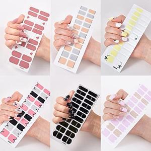 NAILDOKI 6種類 損傷のない 足の爪 ネイルシール ネイルステッカー ネイルラップ ネイルアクセサリー リアルネイルジェールステッカー 女性