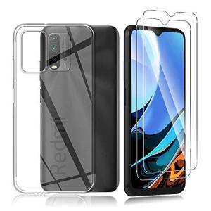 Xiaomi Redmi 9T フィルム + ケース クリア GEEMEE 強化ガラスフィルム 2枚 日本旭硝子素材採用+ケース 透明 耐衝撃 キズ防
