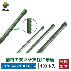 シンセイ 園芸支柱 イボ付/内キャップ式 11φ×1800mm×100本セット [11mm