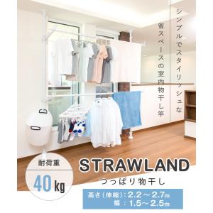 室内 物干し 突っ張り 伸縮 高さ2.2m 2...の詳細画像1
