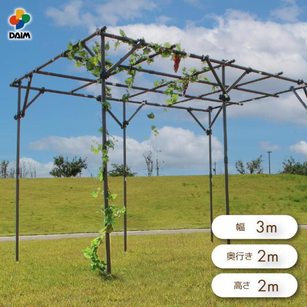 daim ガーデンアグリパイプ果樹棚セット 2ｍ 3ｍ パーゴラ ガーデンアーチ 藤棚 ふじ棚 果樹...