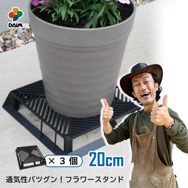 daim ブラックベース 20cm  3個  フラワースタンド 鉢スタンド 鉢置き台 カーメン君 プ...
