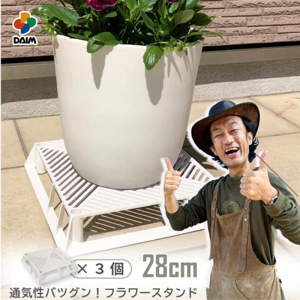 daim ホワイトベース 28cm 3個 フラワースタンド 鉢スタンド 鉢植え台 カーメン君 プラン...