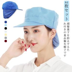 キャップ 帽子 衛生キャップ メンズ たれ付 天メッシュ 食品工場 衛生帽子 2枚セット 髪の毛 検品作業 白衣 食品加工 異物混入防止 作業用帽子｜daim-store