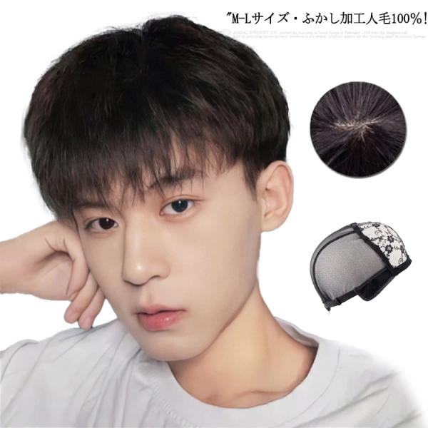 ビジネス用 男性 人毛 ウイッグ ナチュラル 医療用 メンズ 白髪隠し 自然 カツラ ショート フル...