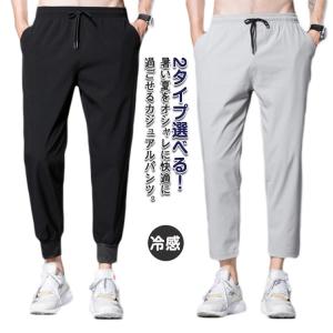 カジュアルパンツ ストレッチ 接触冷感 速乾 メンズ ジョガーパンツ ストレート 軽量 アクティブパンツ 春夏 スウェット アンクルパンツ トレーニン｜daim-store