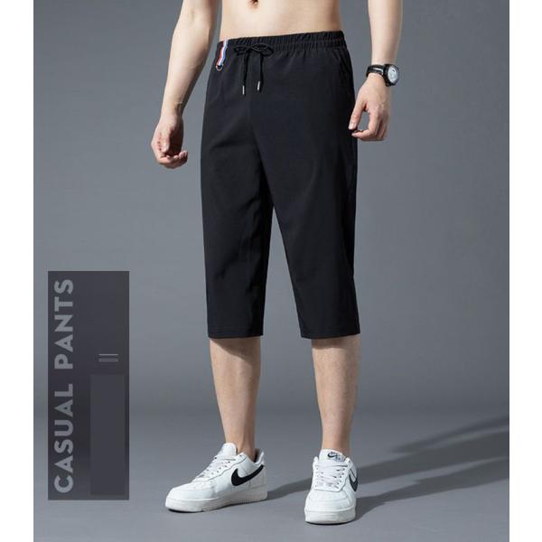 送料無料 接触冷感 イージーパンツ メンズ 7分丈 アイスシルク パンツ ハーフパンツ ひざ下 接触...