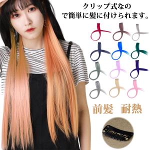 送料無料 ワンタッチ エクステ カラーエクステ 前髪 ウィッグ 襟足 ロング つけ毛 エクステンション グラデーション クリップ ダンス キッズ 子供｜daim-store