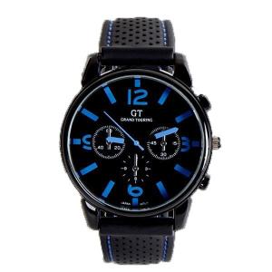 レーシングデザイン メンズ腕時計 ウォッチ GT クォーツミリタリー腕時計|青