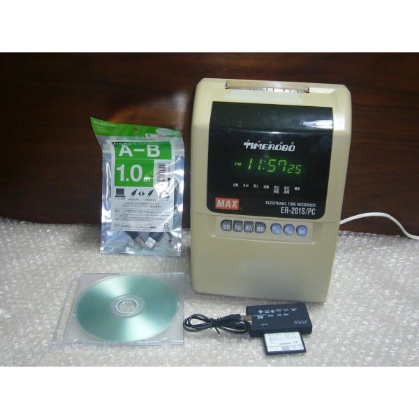 動作確認済　ER-201S/PC　インク新品　タイムカード30枚付き　マックス　タイムレコーダー