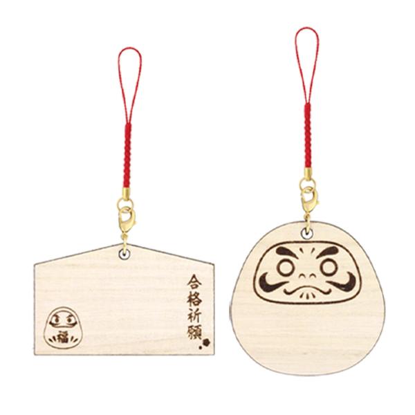お守りストラップ 合格祈願 お守り 木札絵馬ストラップ 絵馬型 大 根付紐 赤紐付き OPP袋入れ ...