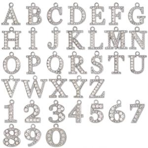 アルファベット 数字チャーム ラインストーンチ...の詳細画像1