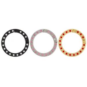 平角 カラビナ 丸型 39mm ラインストーン付き アクセサリー キーリングパーツ ダイキャスト ゴールド/シルバー/ブラック 1個入 大王製作所