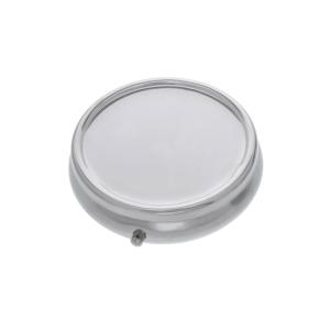 ピルケース 丸型 3区画 シルバー デコベース付き アクセサリーケース