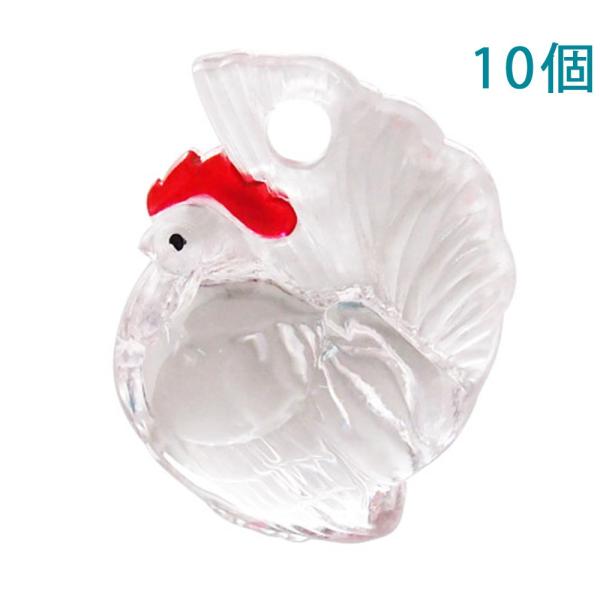 プラ干支チャーム 十二支 酉 とり 縁起物 アクリル クリア 日本製 10個入 大王製作所