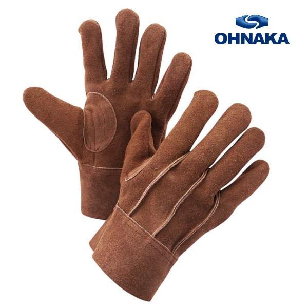 牛革手袋 床革 背縫い ブラウン BR103 10双組 大中産業 OHNAKA