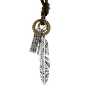 レザー ネックレス フェザー クロス 十字架 本革