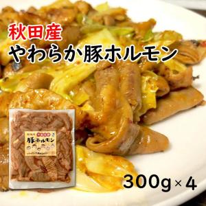 秋田産やわらか豚ホルモン 300g×4 ホルモン焼き 冷凍｜daisenkankou