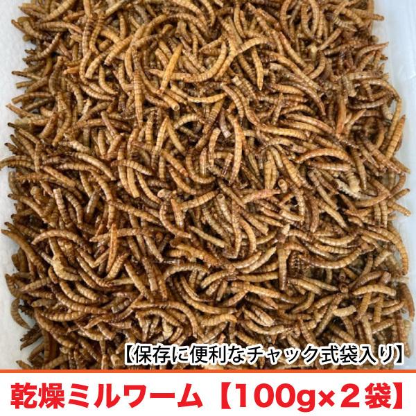 乾燥ミルワーム　【100g×2袋】　嗜好性の高い高たんぱくフード　ハムスター フクロモモンガ ハリネ...