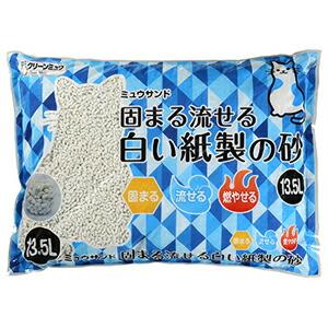 【PET】【シーズイシハラ】【純国産】最高級猫砂　クリーンミュウ　固まる流せる白い紙製の砂　13.5Ｌ【W】｜daishin-bussan3